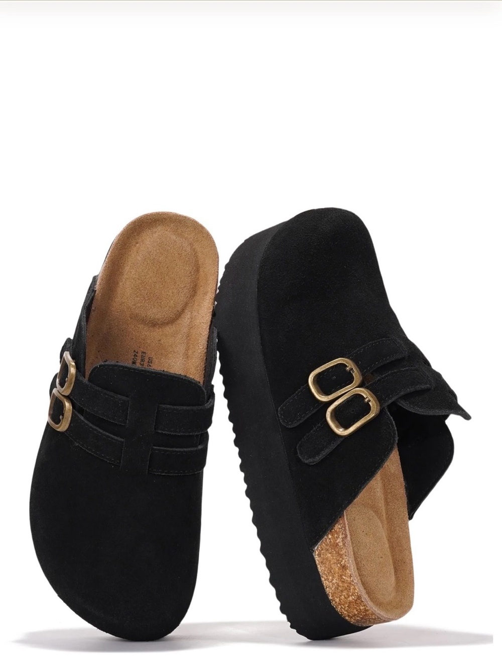 NWT! Project Cloud Stephi Suede Memory Foam Platform Clog- Black Size 11